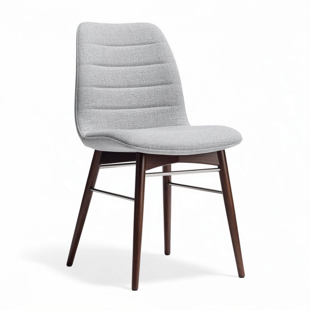Eetkamerstoel met stofbekleding en houten poten grijs 45 x 50 x 85cm