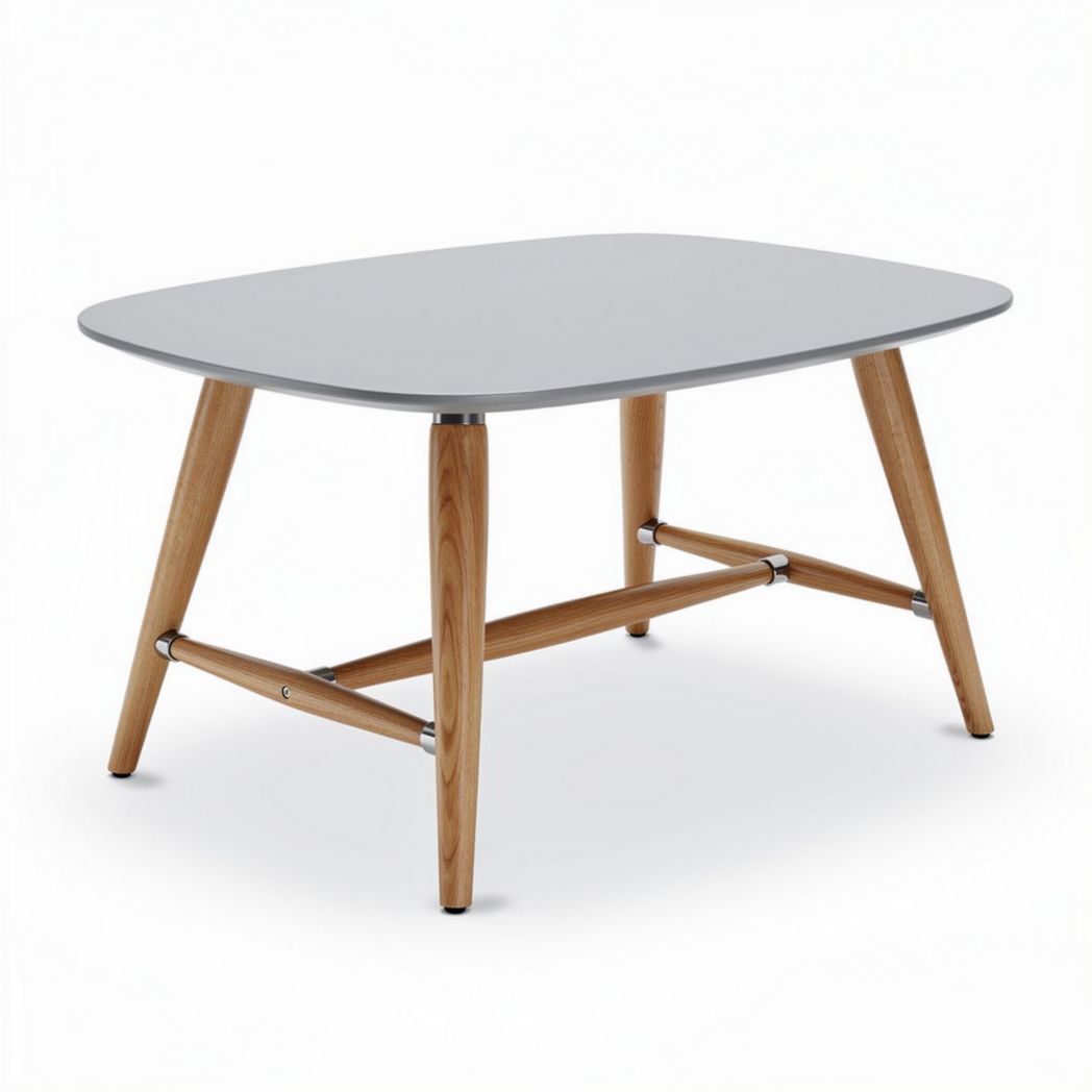 Houten tafel met grijs tafelblad afmetingen 120 x 80 x 75cm