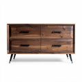 Houten dressoir in walnoot met vier lades en metalen handgrepen 120 x 40 x 75cm