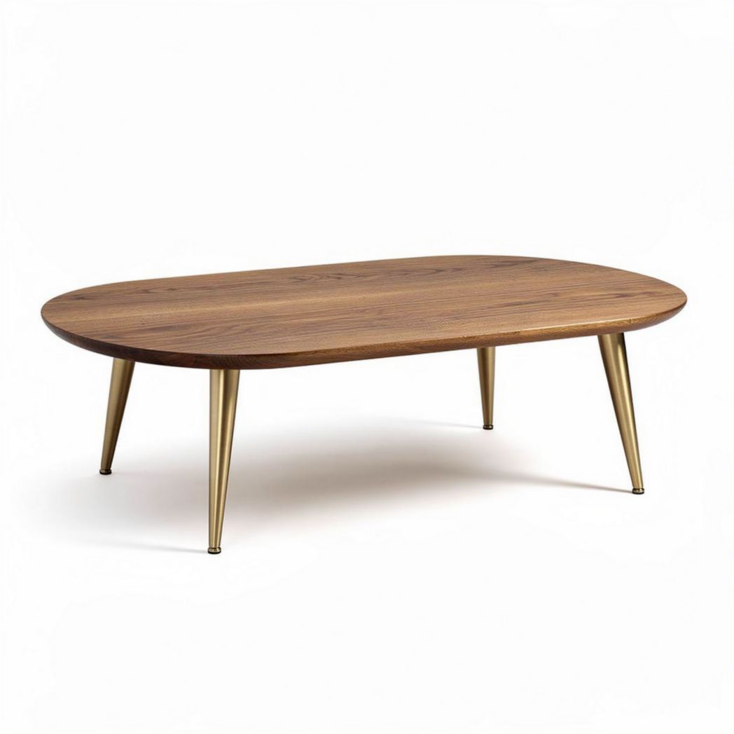 Salontafel van walnoot met metalen poten 120 x 60 x 45cm