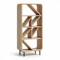 Boekenkast in natuurlijk hout met geometrisch ontwerp 180 x 80 x 30cm