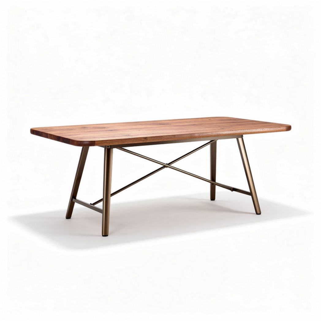 Houten tafel met metalen poten 150 x 80 x 75 cm voor eetkamer of kantoor
