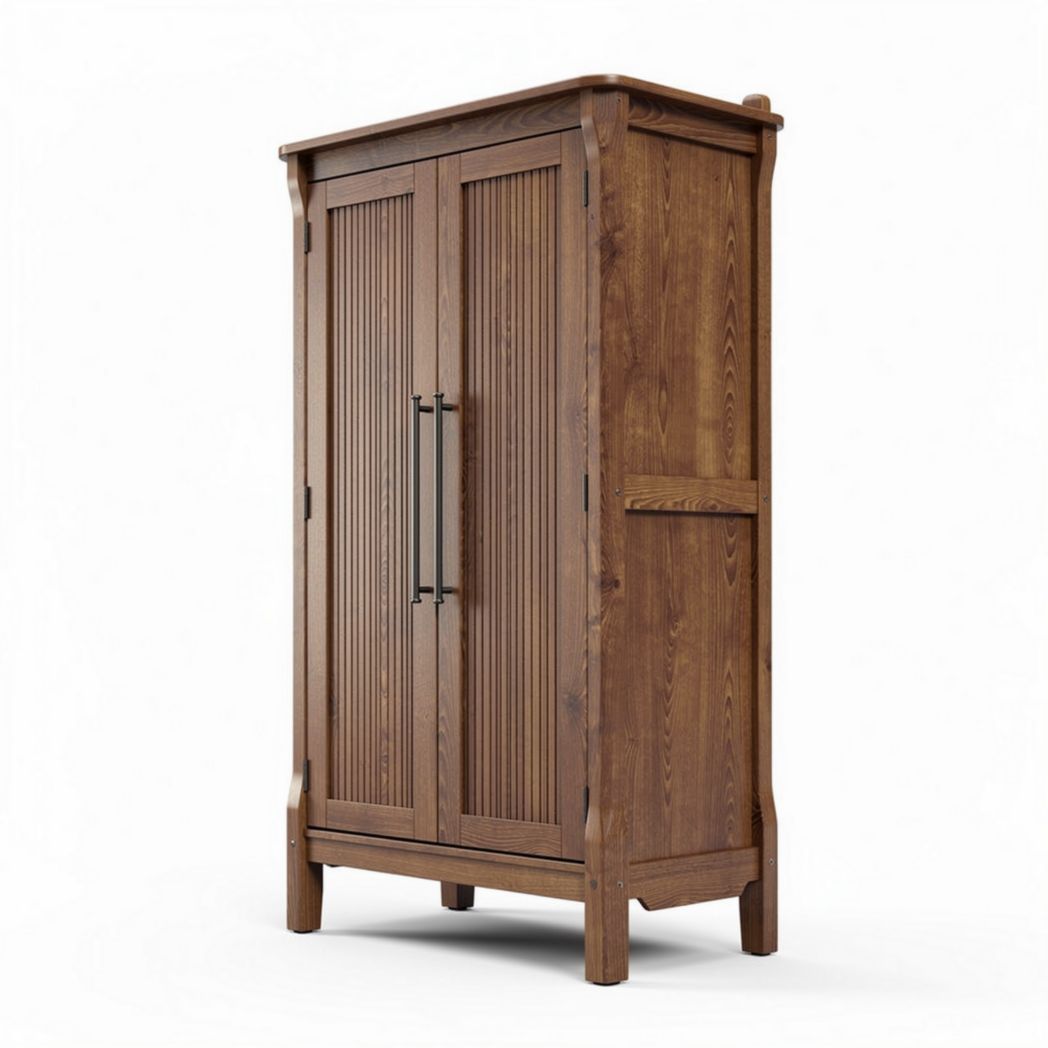 Houten kast met lamellen deuren 80 x 45 x 150 cm bruin