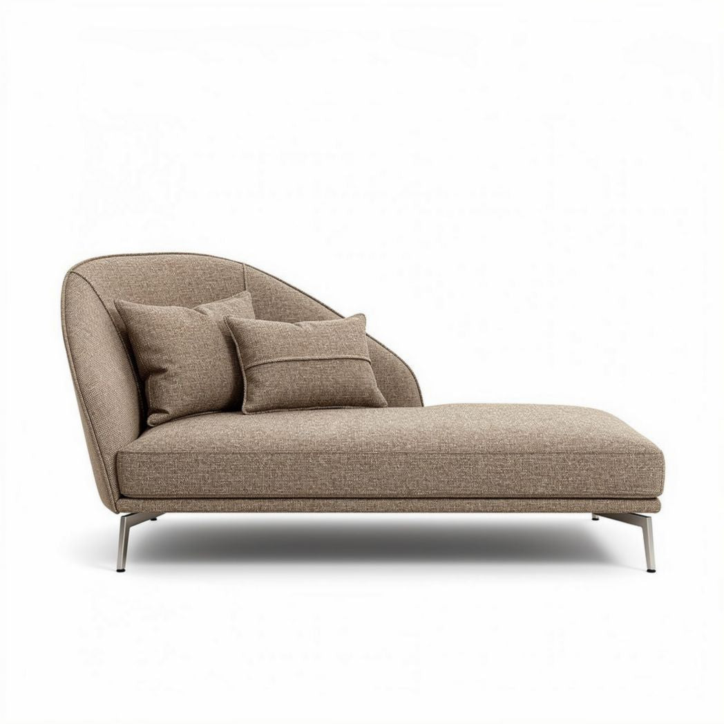 Lounge chaise longue in bruin stof met kussens 150 x 80 x 70cm
