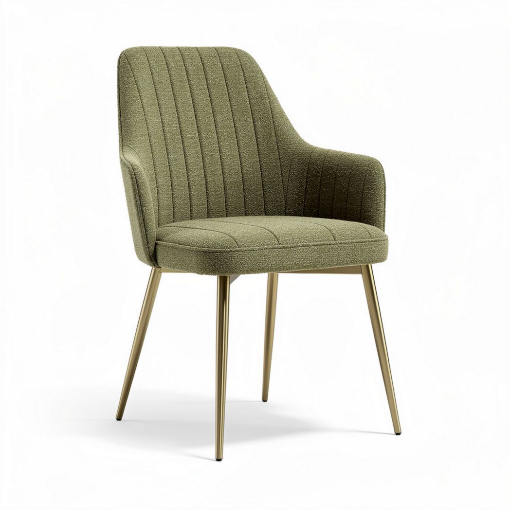 Groene stoffen eetkamerstoel met metalen poten 45 x 50 x 80cm