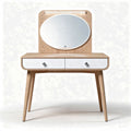 Kaptafel met ovale spiegel van hout met twee lades afmetingen 80 x 40 x 150cm